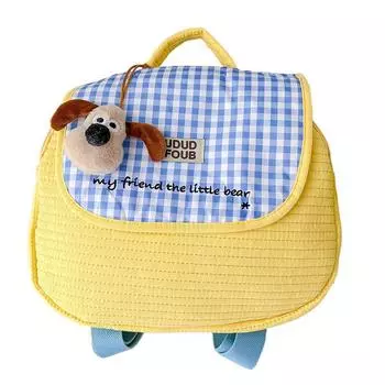 Checkered Dog Backpack Childrens Animal Pattern Bag Parentchild Bag Mommy Small