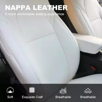 Чехлы для сидений Tesla Model Y 2017-2025 гг. из кожи наппа, защитный чехол для подушки сиденья, всепогодный антигрязезащитный коврик белого цвета белый