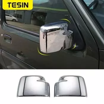 Чехлы для зеркал TESIN для Suzuki jimny, зеркало заднего вида, декоративная крышка, наклейки, аксессуары для Suzuki jimny 2007 Up Chrome