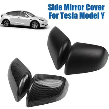 Чехлы для зеркал заднего вида автомобиля для Tesla Model Y из углеродного волокна, декоративные сменные боковые крышки корпуса, автомобильные матовый черный