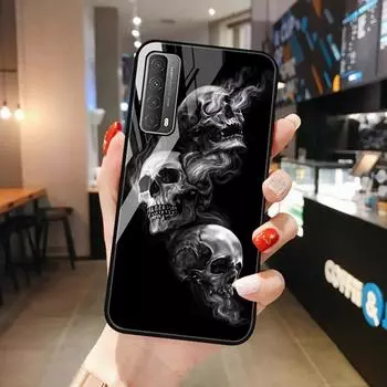 Чехлы из закаленного стекла для iPhone 11 Samsung A32 A50 S21 A52 A30, чехол для Honor 8A 7A 9S 10X Lite Redmi 9C Poco X3 M3, чехол для телефона с рисунком скелета