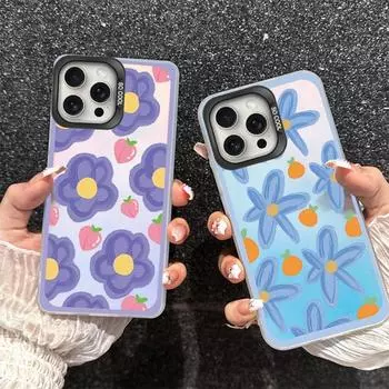 Чехлы с градиентом Aurora для iPhone 11, 12, 13, 15 Pro Max Plus, мини-противоударный чехол-бампер для iPhone 14, 7 XS X, защитный чехол для телефона с кошачьим цветком и бабочкой iPhone X