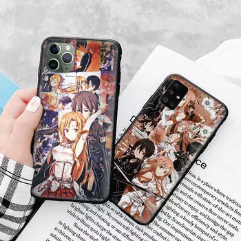 Чехол A-216 Sword Art Online для Samsung S24 S23 S22 S21 FE Ultra Xiaomi Redmi Note 13 12 11 iPhone 14 15 Pro Max OPPO A12 Reno VIVO A15 Redmi Note 12 Pro 5G кожа буйвола