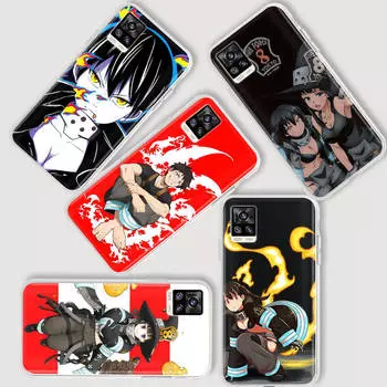 Чехол AD60 Fire Force Tokyo Clear для Samsung A04 A14 A23 A34 A54 M23 M33 M52 M53 Realme 10 9 C30S C35 C55 VIVO Y02 Y21 Y33S Y51 X80 V25 Tecno POP 5 бездна