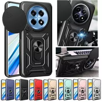 Чехол Armor Case для OnePlus 12 One Plus 12R 11 11R Cover Lens Protection с кольцом и магнитным держателем Business Full Protection Cover For OnePlus 11R красный