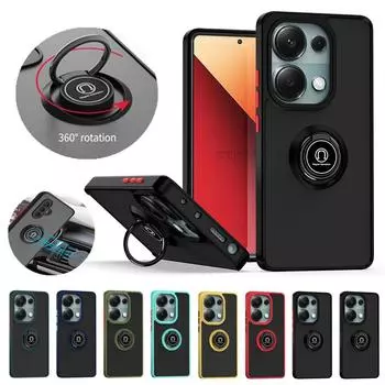 Чехол Armor Case для Xiaomi Redmi Note 13 Pro 5G Note 13 Pro+ Plus защитный чехол кольцо магнитный держатель подставка чехол Funda Capa Redmi Note 13 4G темно-зеленого