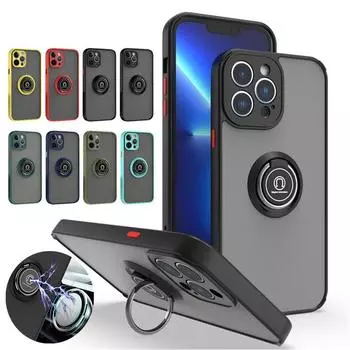 Чехол Armor для iPhone 15 Pro Max 14 Plus 13 12 Mini 11 X XS Max XR SE 7 8 Plus чехол-кольцо-подставка-держатель Business Полная защита For iPhone 11 ProMax красный