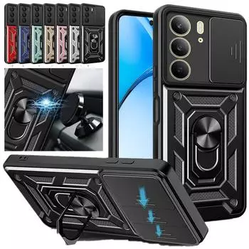 Чехол Armor для Realme C75 4G, защитный объектив с кольцом, магнитный держатель, чехол Fundas Realme C75 серебряный