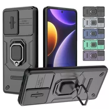 Чехол Armor для Redmi Note 13 Pro 5G Note 12 12S Xiaomi 13T Poco X6 X5 защитный чехол кольцо магнитный держатель бизнес полная защита чехол Redmi Note 12 Pro 5G синий