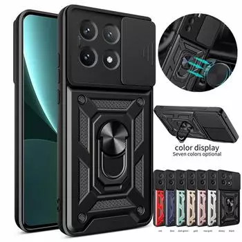 Чехол Armor для Xiaomi Poco F6 X6 M6 Pro M5 F5 X5 GT C65 C40 4G 5G, защитный чехол для объектива с кольцом, магнитный держатель, чехол Fundas Poco M6 4G розового золота