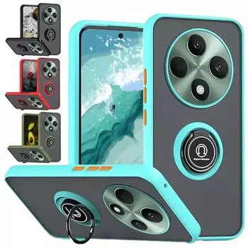 Чехол Armor Matte для OPPO Reno 12F 12FS 5G Reno12 F FS, чехол-кольцо, магнитный держатель, подставка, противоударный чехол, Fundas OPPO Reno 12F 5G небесно-голубой