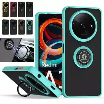 Чехол Armor Matte для Xiaomi Redmi A3 4G, чехол-кольцо, магнитный держатель, подставка, противоударный, бизнес, полная защита For Redmi A3 4G небесно-голубой