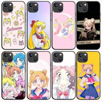 Чехол B-11 Sailor Moon Black для Redmi 10A 10C 12C 13C 9A 9C 9T A3X Note 10 9 9S 10S iPhone 11 12 13 14 15 16 X XS Pro Max Mini 7 8 Plus XR Xiaomi Poco X3 NFC олений