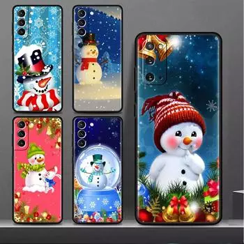 Чехол-бампер для Samsung Galaxy S22 Ultra S21 FE S20 Plus S10 Lite, чехол для телефона S10e S9 S8 S7, силиконовый чехол, Рождественский мешок снеговика Samsung S7