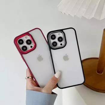 Чехол-бампер из ТПУ для iPhone 15 14 Plus 13 12 11 Pro Max с пластиковыми кнопками и краями камеры, прозрачная задняя крышка T07 For iPhone 12