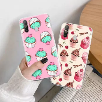 Чехол Cupcake TPU для iPhone XR 7 8 14 15 11 12 13 X XS Pro Max Xiaomi Redmi 13C Note 9 Samsung A22 S23 S24 Ultra Plus VIVO Redmi Note 7 pro аэро