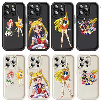 Чехол D-27 Sailor Moon для iPhone 15 14 13 12 8 Plus Samsung S24 S23 Ultra A04S A05S Huawei P40 P50 P60 Nova 11 Pro Max OPPO A17K Reno 10 Samsung S23 кожа буйвола