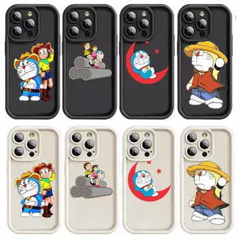 Чехол D-40 Cute Doraemon для iPhone 15 14 13 12 8 Plus Samsung S24 S23 Ultra A04S A05S Huawei P40 P50 P60 Nova 11 Pro Max OPPO A17K Reno 10 OPPO A77s пламенный