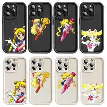 Чехол D-41 Cute Sailor Moon для iPhone 15 14 13 12 8 Plus Samsung S24 S23 Ultra A04S A05S Huawei P40 P50 P60 Nova 11 Pro Max OPPO A17K Reno 10 iPhone 12 Pro кожа буйвола