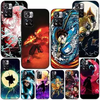 Чехол Demon Slayer для Xiaomi Redmi Note 9S 9 8 10 11 Pro 9C 9A 7 8T 7A 8A 10S 11T 11E 9T, черный мягкий силиконовый чехол для телефона Redmi Note 11
