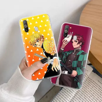 Чехол Demon Slayer TPU для iPhone XR 7 8 14 15 11 12 13 X XS Pro Max Xiaomi Redmi 13C Note 9 Samsung A22 S23 S24 Ultra Plus VIVO iPhone 14 Pro Max аэро