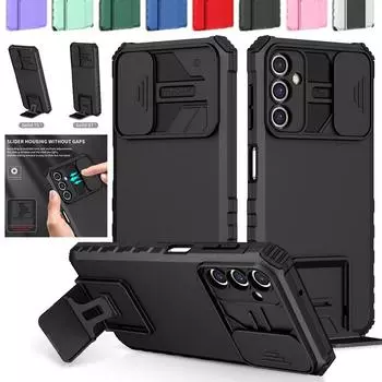 Чехол-держатель Armor для Samsung Galaxy A15 5G A25 A35 A55 A05 A05S A14 A24 A34 A54 Чехол-слайд Защитная линза Подставка Ударопрочный Полный чехол For Samsung A23 5G розовый