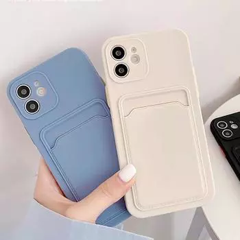 Чехол-держатель для карт для Iphone 11, чехлы с слотом для карт, силиконовый чехол для Iphone 14 12 13 Pro Max 13 Mini Xr 7 8 Plus Se 2022 X Xs Max, чехол For iPhone 12 Mini фиолетовый