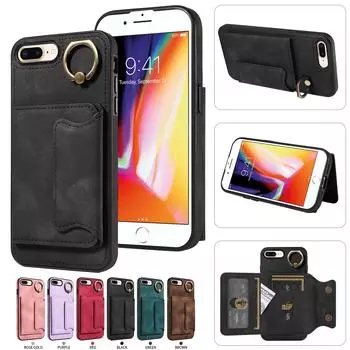 Чехол-держатель для карт с кольцом и слотами для iPhone 7, iPhone 8, iPhone 7 Plus, iPhone 8 Plus, iPhone SE 2020, iPhone SE 2022 iPhone 7 / 8 чёрный