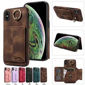 Чехол-держатель для карт с кольцом и слотами для iPhone X, iPhone XS, iPhone XR, iPhone XS Max iPhone X / XS чёрный