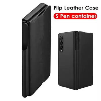 Чехол-держатель S Pen для Samsung Galaxy Z Fold 4 5g, откидная подставка, кожаный складной чехол с полной защитой (Нет S Pen ) NO S Pen