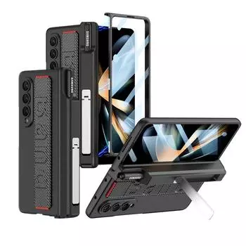 Чехол-держатель S Pen с ремешком на запястье для Samsung Galaxy Z Fold 4 5g, магнитная защита шарнира, жесткий чехол для ПК с пленкой для экрана NO S Pen