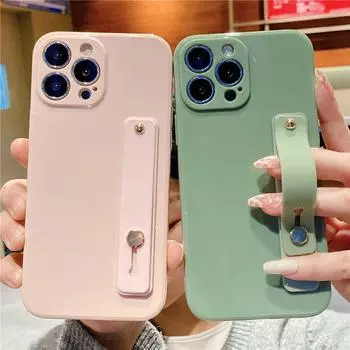 Чехол-держатель с ремешком на запястье для Iphone 13 14 Pro Max 12 11 Xs Max Xr 7 8 Plus 13pro, мягкий силиконовый чехол ярких цветов, задняя крышка For 7 Plus or 8 Plus