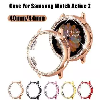 Чехол Diamonds для Samsung Galaxy Watch Active 2 40 мм 44 мм, защитный бампер от царапин, HD, полное покрытие, защитный чехол для экрана active 2 40mm розового золота