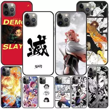 Чехол для Apple Iphone 11 13 12 Mini 14 Pro Max Xr 7 8 +Se 2020 Xs 6 6s Plus 5 5S, черный силиконовый чехол для телефона в стиле аниме «Убийца демонов» iPhone 14 Plus