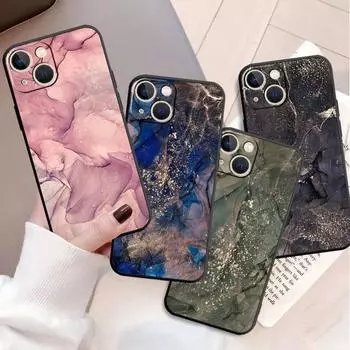 Чехол для Apple iPhone 11 13 12 14 Pro 7 Plus XR X XS Max 6 6S 13Pro SE 2022 черный силиконовый чехол для телефона с мраморным узором iPhone 14 Pro Max