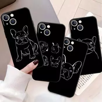 Чехол для Apple iPhone 11 13 12 14 Pro 7 Plus XR X XS Max 6 6S 13Pro SE 2022, черный силиконовый чехол для телефона с французским бульдогом iPhone 14 Pro Max