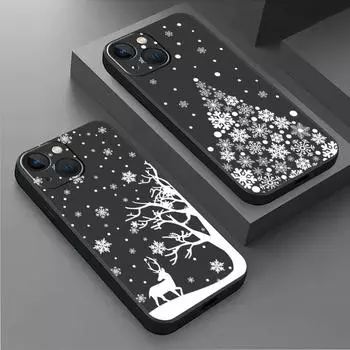 Чехол для Apple iPhone 14 13 11 12 Pro 7 XR X XS Max 8 Plus 6 6S SE 2022 13Pro черный мягкий телефон Funda Merry Christmas iPhone 14 Pro Max