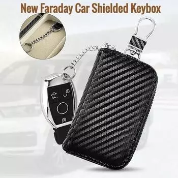 Чехол для автомобильного ключа с блокировкой сигнала Faraday Box, противовзломный противоугонный брелок с RFID-блокировкой сигнала, сумка из искусственной кожи, чехол-блокиратор красный
