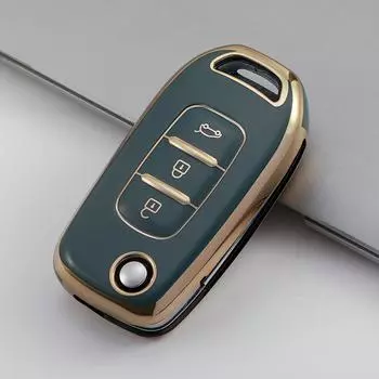 Чехол для автомобильного ключа с золотыми краями, чехол-брелок для Renault Kadjar Captur Megane 3, символ, Logan 2 Sandero 2, Dacia Duster, аксессуары для ключей красный