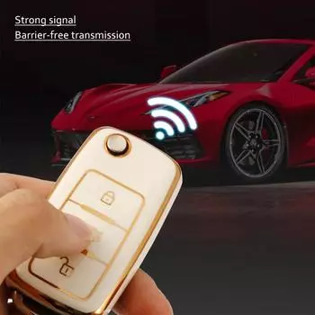 Чехол для автомобильного пульта дистанционного управления TPU Fob для VW Volkswagen Polo Golf Passat Tiguan Beetle Caddy T5 Up Eos Skoda Octavia Seat Leon Altea чёрный