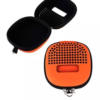 Чехол для Bose SoundLink Micro Case с переносным металлическим крючком для удобной переноски, мягкий силиконовый противоударный чехол оранжевый