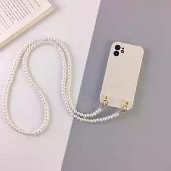 Чехол для браслета с жемчужным ремешком через плечо для iPhone 13 12 11 Pro Max 13 12 mini, мягкий силиконовый чехол из ТПУ чистого цвета для iPhone XR X XS 6 7 8 plus For iPhone 13pro белый