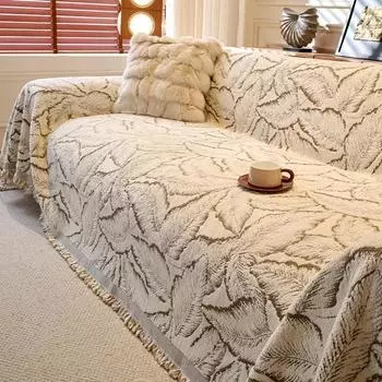 Чехол для дивана EIFLOY-Leaf Velvet из плотного плюша, зимний чехол для углового дивана, универсальный чехол для кресла, мягкое покрывало 180x130cm коричневый