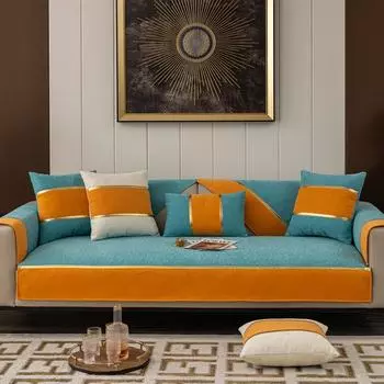 Чехол для дивана Nordic Luxury для 3-местного дивана с золотым ремешком, кожаный чехол для дивана, лоскутное кресло, защитная мебель, на заказ 70x70cm 1pc