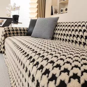 Чехол для дивана Velvet Houndstooth, полотенце, зимний плюшевый диван, подушка для сиденья, чехол для дивана на осень и зиму 180X130