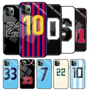 Чехол для футбола с номером 10 для Iphone 14 13 12 Mini 11 Pro Max X Xs Xr 7 8 Se 2020, чехол для телефона из закаленного стекла с твердой поверхностью iPhone 13