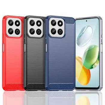 Чехол для Honor 200 Smart Case для Honor 200 Smart Противоударный силиконовый чехол из углеродного волокна для Honor 200 Smart Case 6,8 дюйма For Honor 200 Smart чёрный