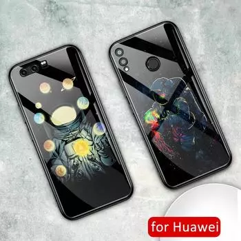 Чехол для Huawei Honor 9, чехол со стеклянной задней панелью Honor 10 Spaceman Funda, чехол для Huawei Honor 8x Max 9 10 20 20i v9 v10 v20 play note 10 honor v9
