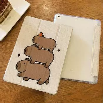 Чехол для iPad mini4/5/6, новая картина маслом в стиле милой капибары 2022 gen10 10,9 Air4/5 10,9 Air1/2 2018/17 gen6/5 9,7, тройной чехол с подставкой для карандашей iPad 2021 Gen910.2