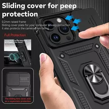 Чехол для iPhone 11 12 13 14 15 Pro Max, защитный чехол для телефона с выдвижной камерой для iPhone 15 Plus X XS XR 13 14 Pro, задняя крышка с кольцом-подставкой iPhone 14 Pro красный